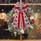Large Christmas Bow for Wreath, Red Black Buffalo Plaid Christmas Wreath Bows for Front Door, Red Velvet Decorative Wreath Bow Snowflake Wreath Bows Christmas Bows for Lndoor Outdoor Xmas Decorations